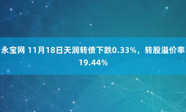 永宝网 11月18日天润转债下跌0.33%，转股溢价率19.44%