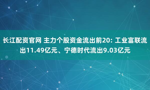 长江配资官网 主力个股资金流出前20: 工业富联流出11.49亿元、宁德时代流出9.03亿元